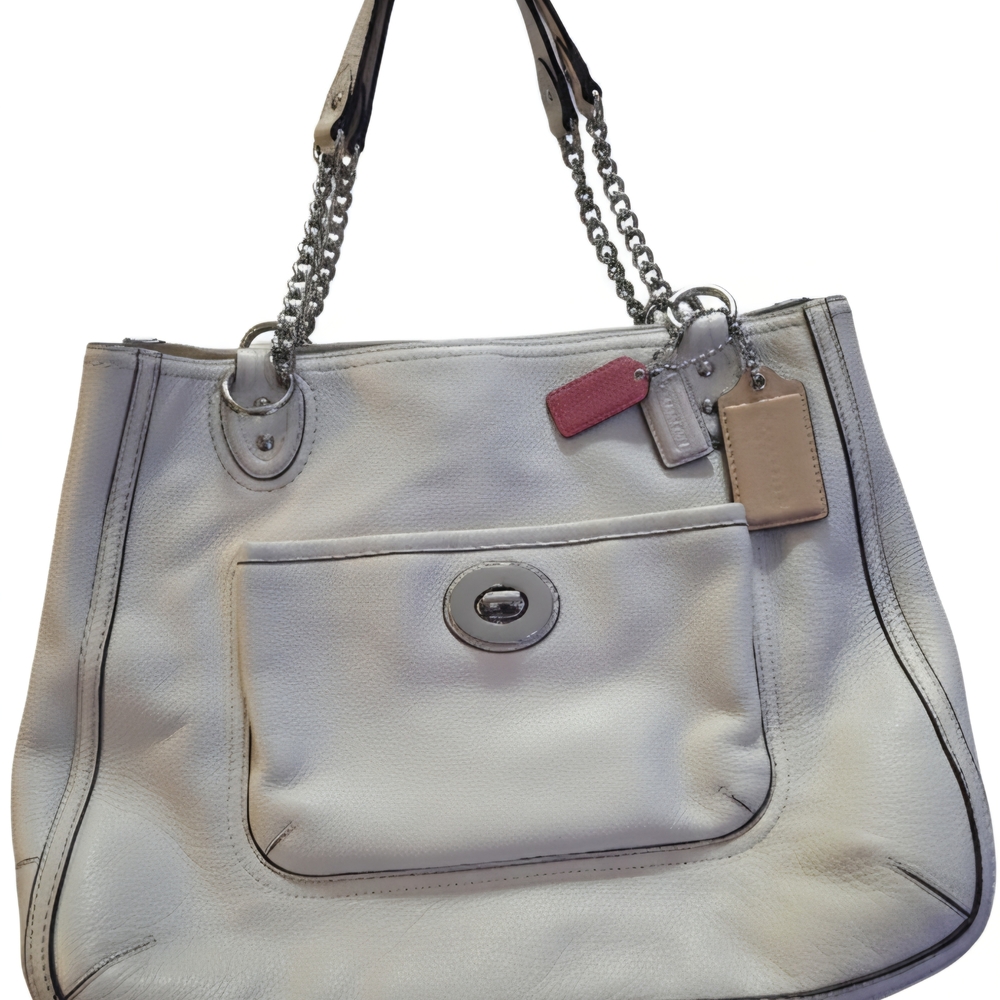 Coach Handbag In White Leather